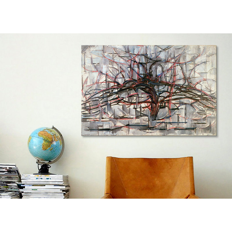 «Tree» par Piet Mondrian, reproduction d'art sur toile tendue, H 60 po x l 90 po x P 1,5 po, Toile tendue, Pas de tapis