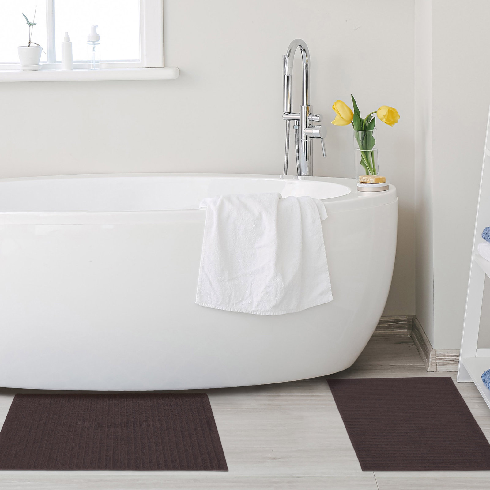 Pardue Cotton Bath Mat, Black, Solid Color