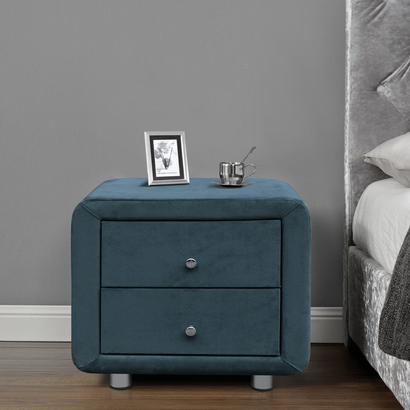 Greco 52cm W Manufactured Wood Bedside Table, Blue