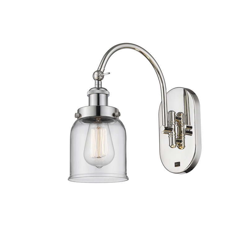 Shauna Swing Arm Sconce, Incandescent, Clear, Polished Nickel