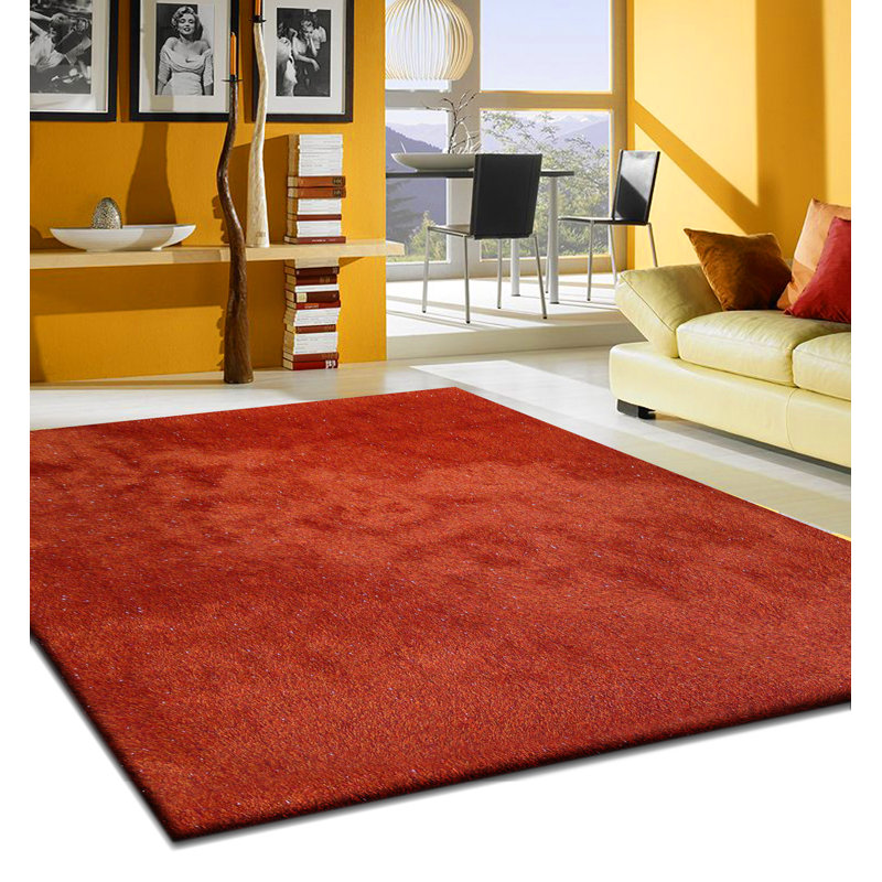 Tapis décoratif rouge touffeté à la main Grassingt, Rectangle 5 pi x 7 pi
