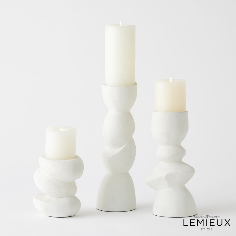 Pradier Candle Holder-White-Med