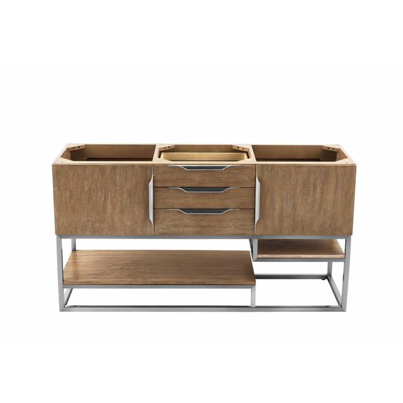 Columbia 59'' W Double Vanity, Latte Oak, Radiant Gold, White