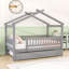Lit simple en bois avec lit gigogne simple et garde-corps-2038812848