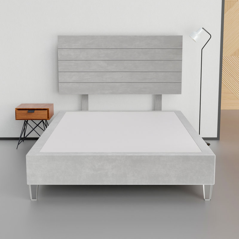 15" Premium Velvet Material Box Spring/Bed Frame With Headboard, Durable & Stylish Acrylic Legs, Full XL, Teal