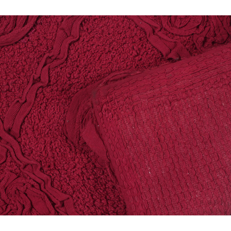 Schoenberger 100% Cotton Contour Bath Mat 20"x20", Red