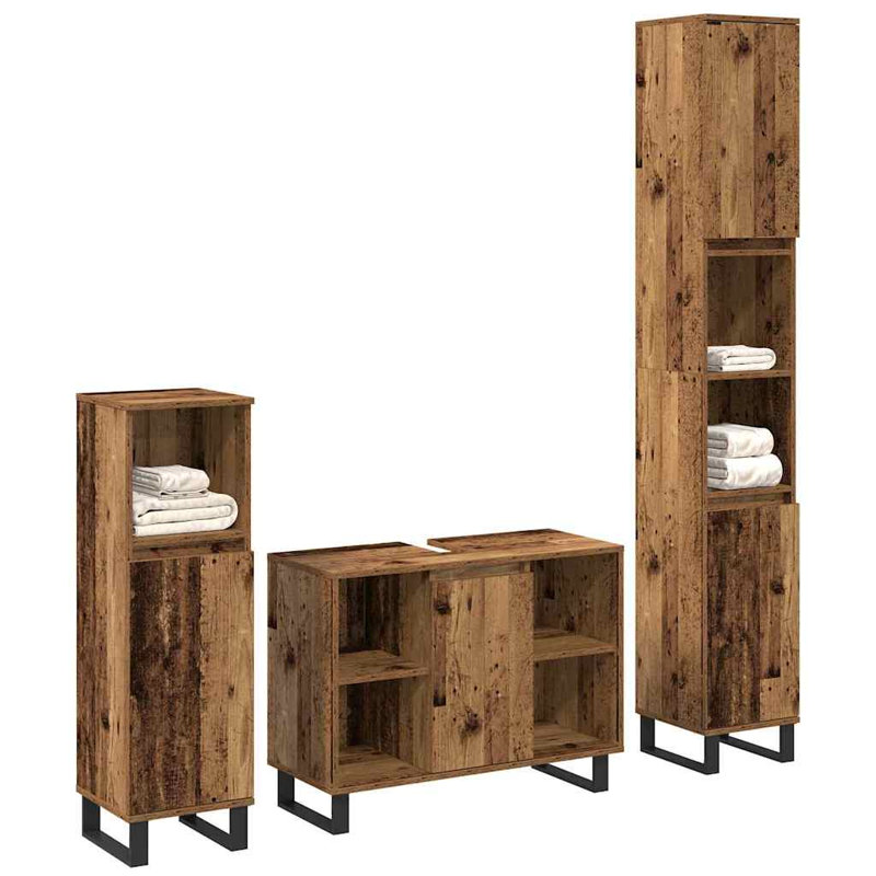 Bathroom Furniture Set With Door 3 Pcs 30 X 30 X 180 Cm, Brown