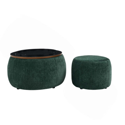 Repose-pieds avec rangement 2 en 1 avec petit siège, table de bout et repose-pieds 2PCS