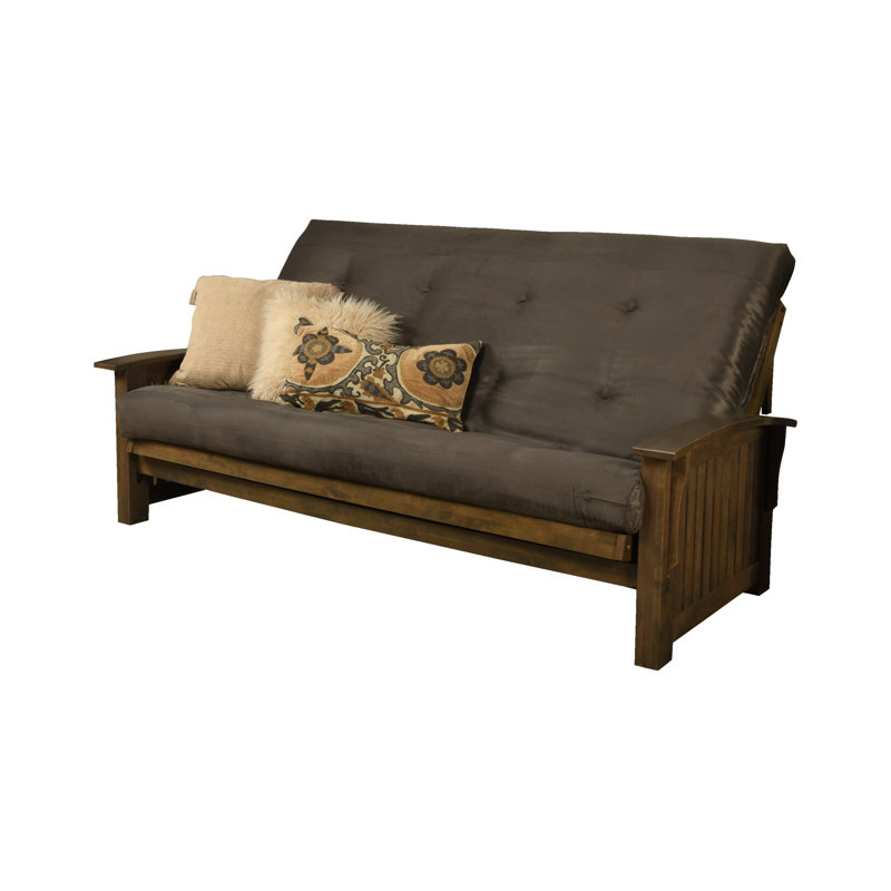 Stratford Queen 87'' Upholstered Futon And Mattress, Gray Microsuede