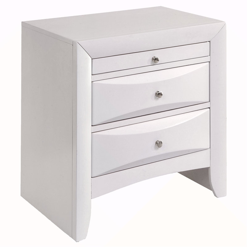 Table de chevet avec 2 tiroirs, Blanc