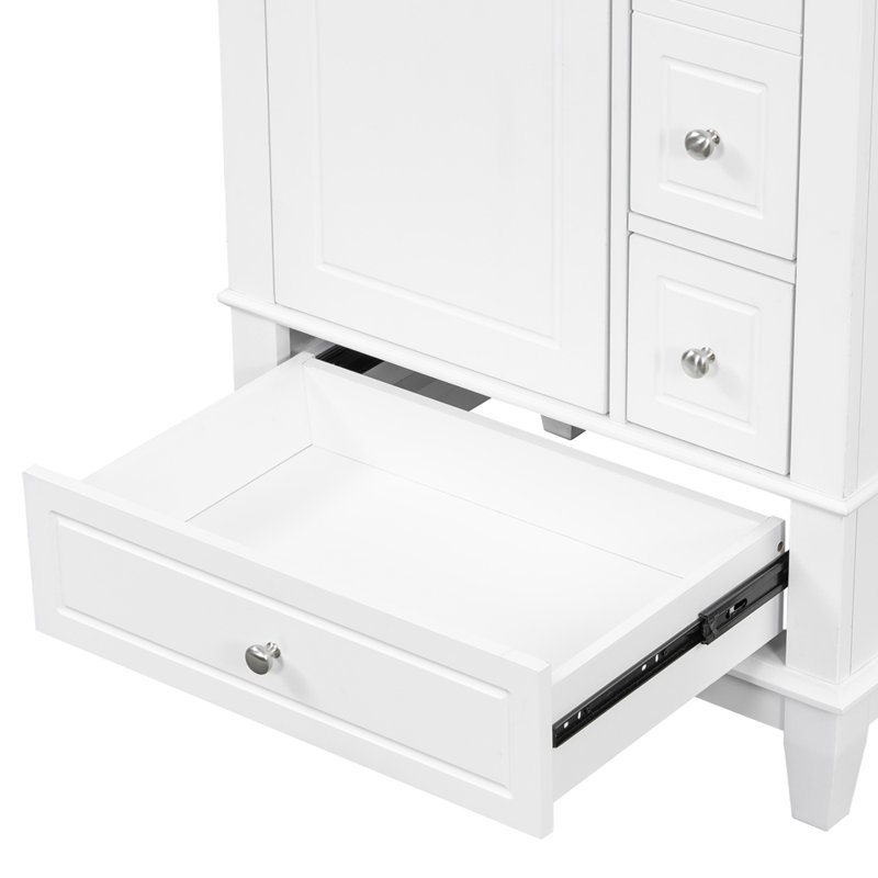 Meuble-lavabo de 24 po avec lavabo en céramique intégré et rangement spacieux, parfait pour les petites salles de bain et les chambres d'amis