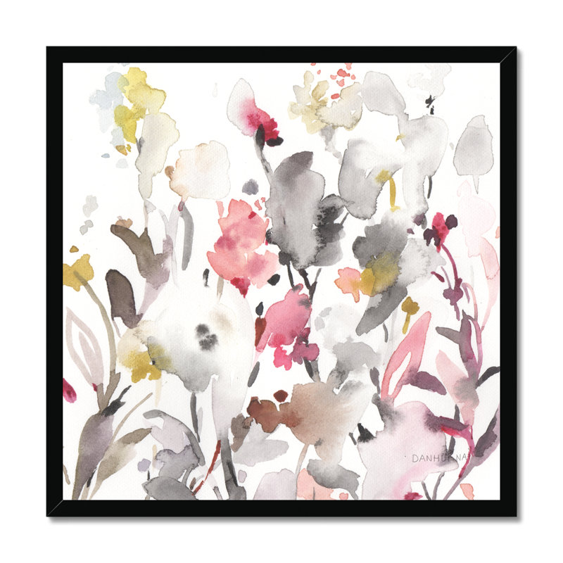 Breezy Florals I 1 Piece Painting, 80cm H x 80cm W, Black Framed Paper Print