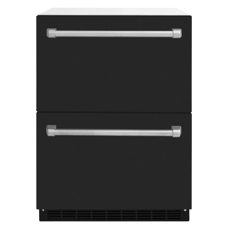 ZLINE Autograph Edition 24 In. Touchstone Refrigerator Drawer in Black Matte and Gold