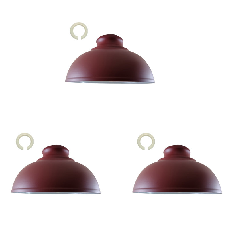 Trabelsi 17cm H Metal Dome Lamp Shade, Burgandy