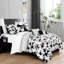 Ensemble d'édredon à motif floral 7 pièces blanc et noir-110949976