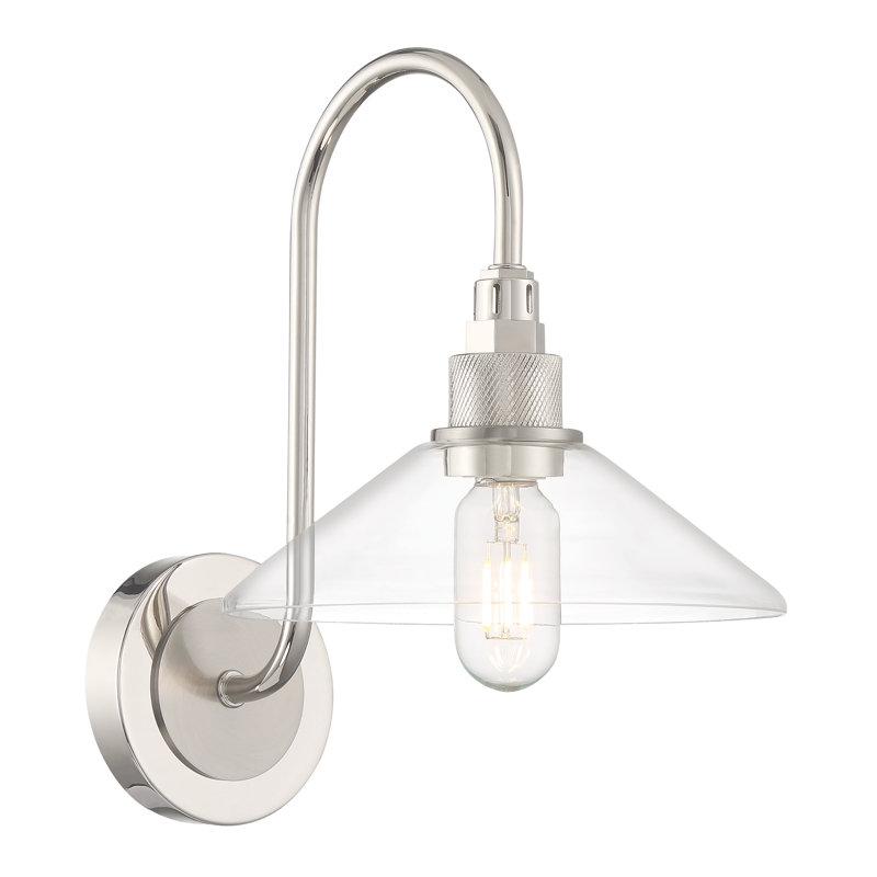 Applique murale 1 lumière Charis de 13 po de hauteur Charis - Nickel poli avec nickel brossé, Nickel