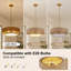 Plafonnier semi-encastré en rotin tressé et lin de 45 cm (17,7 pouces), style bohème moderne, lampe à tambour