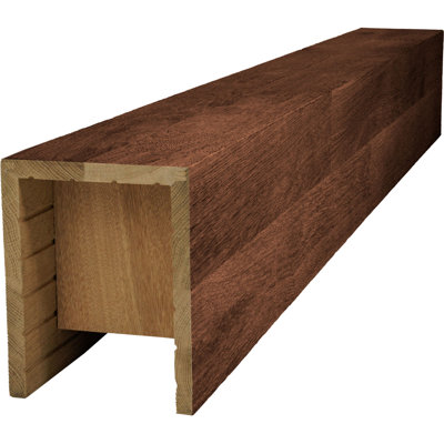 AmeriCraft Wood Wire Brushed Beam, 3-Sided (U-Beam), 5 1/2"W x 7 1/2"H x 96"L, Red Mahagony Finish, Stain Grade White Oak