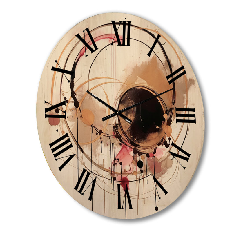 Horloge murale surdimensionnée géométrique en bois rose, Moyenne