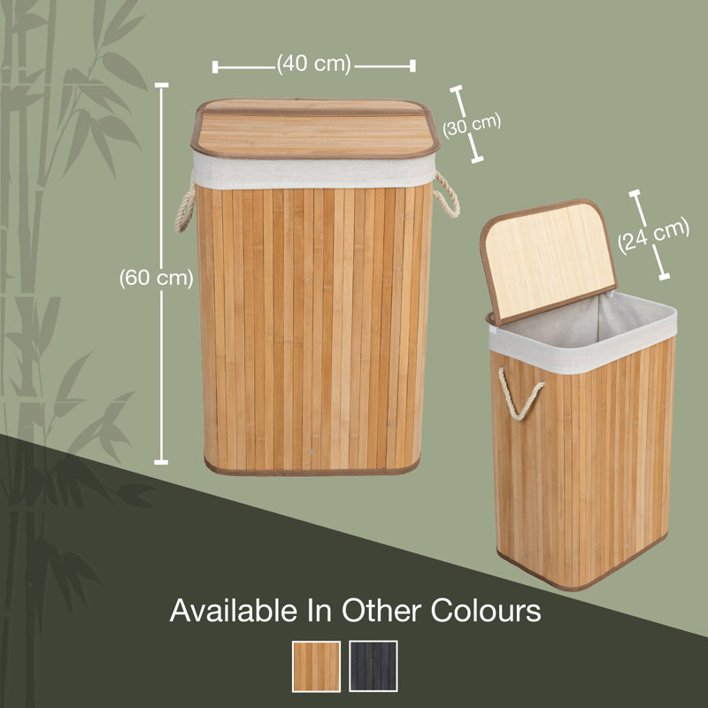 Califf Bamboo Laundry Hamper with Handles, Natural