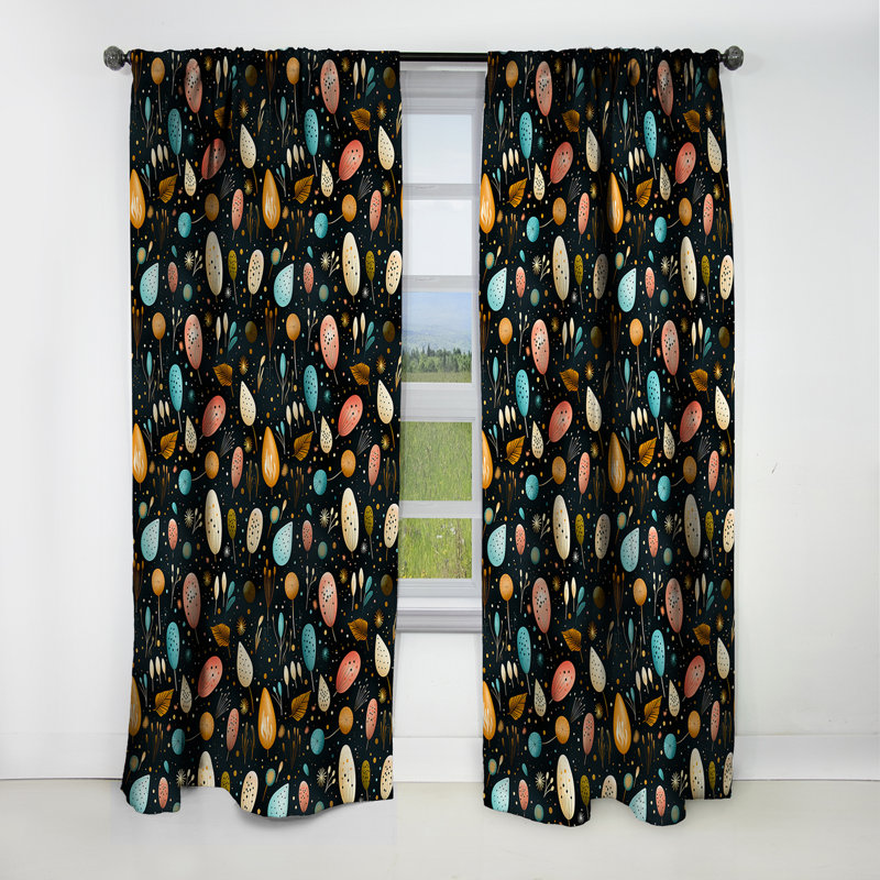 Botanique multicolore à motif de feuilles multicolores - rideau occultant floral - 1 panneau, L 52 po x L 95 po