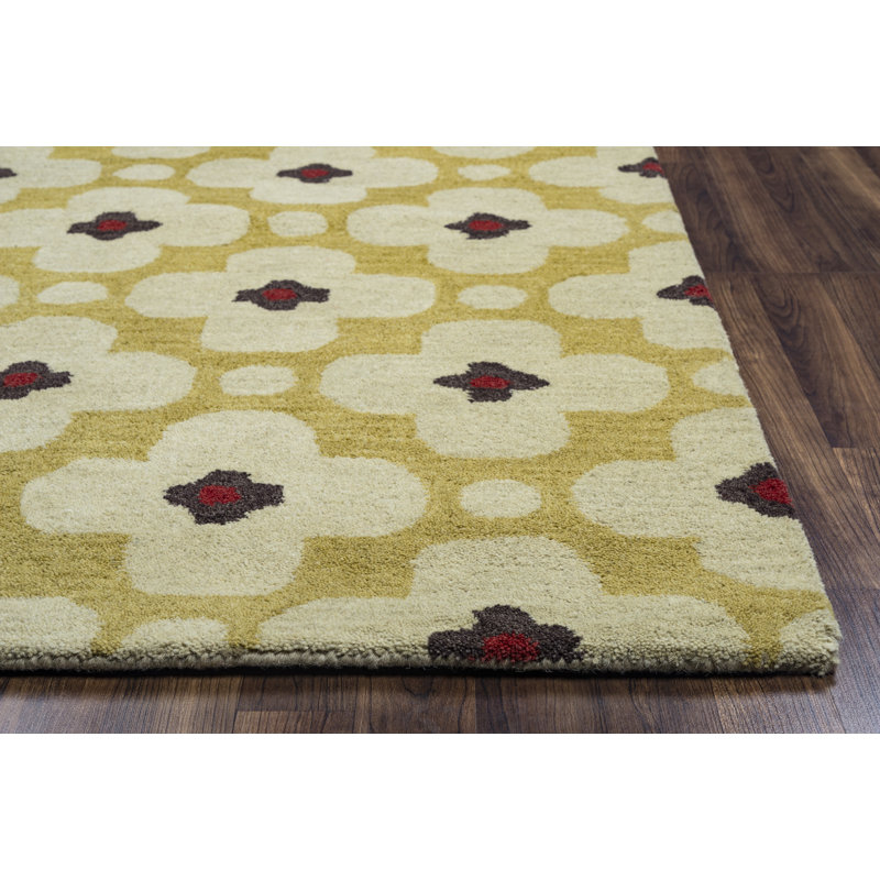 Tapis de couleur dorée en laine touffeté à la main Nona, Tapis de couloir 2 pi 6 po x 8 pi
