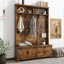 Arbre d'entrée de style moderne avec armoire de rangement et 2 grands tiroirs, banc de vestibule avec 5 crochets