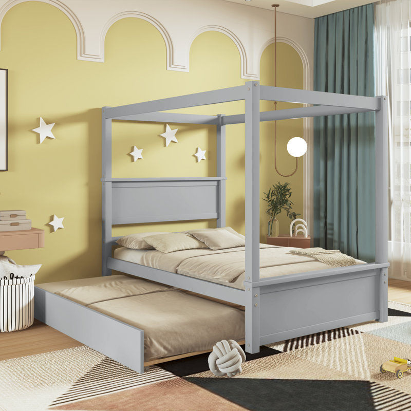 Full Platform Canopy Bed, Gray