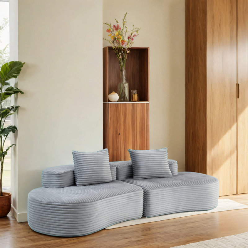 Canapé en tissu Corduroy, Gris