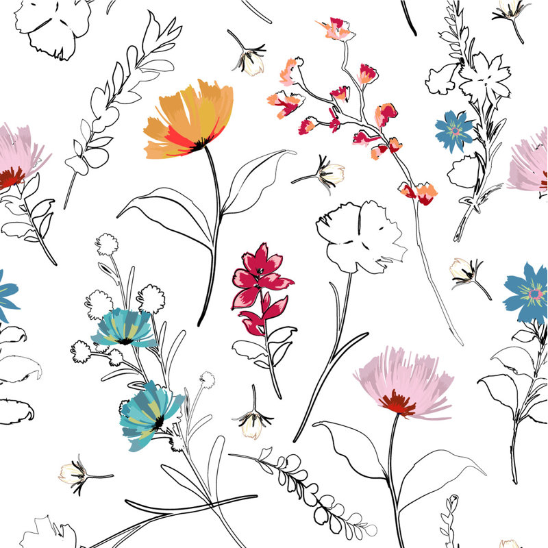 Floral Tile, 2.08' W x 10.42' L