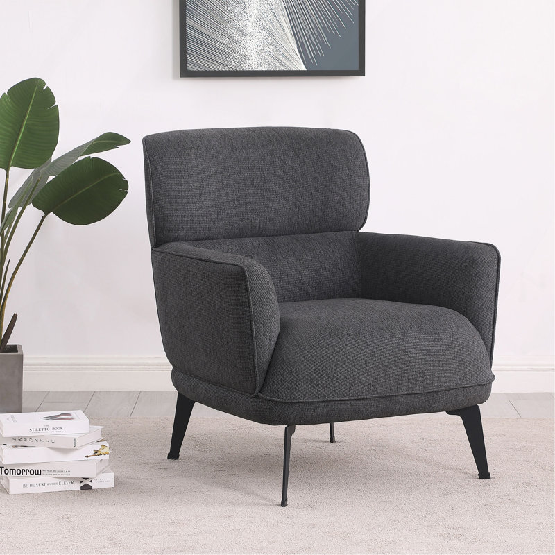 Chaise d'appoint grise avec pieds en métal