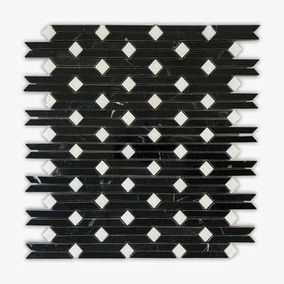 12 in. x 12 in. Pinwheel Glossy Marble Tile