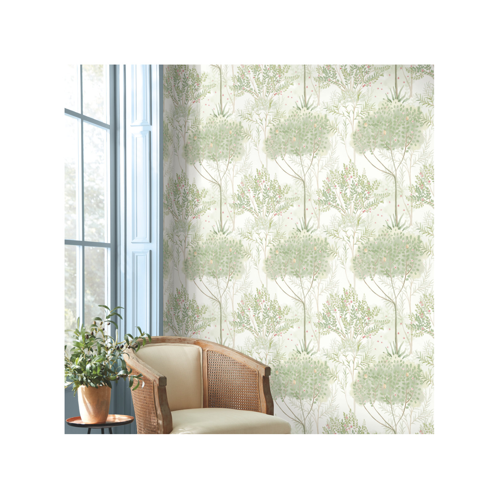 Astin Floral Double Roll, White/Green