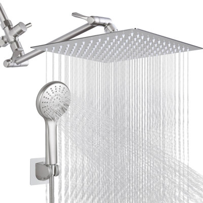 Dual Shower Heads with Handheld Spray Combo, 12 Inch High Pressure Rainfall Shower Head
