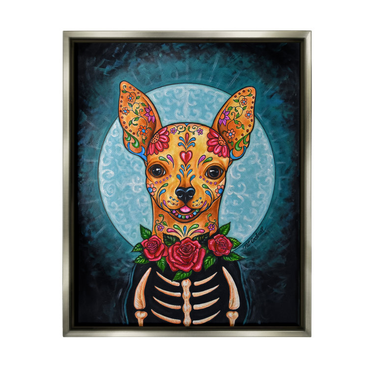 Stupell Industries Day Of Dead Chihuahua Framed On Wood by Pat Cockrell  Print | Wayfair