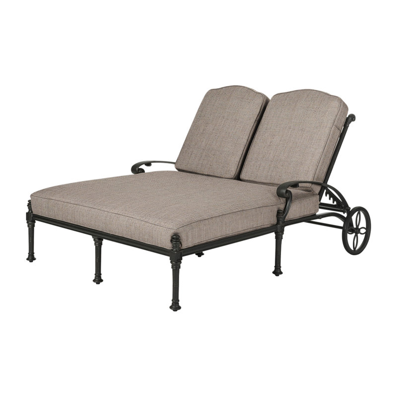 Florence Double Chaise Lounge Frame with Cushions, Cast Ash Sunbrella® Plainweave, Desert Bronze
