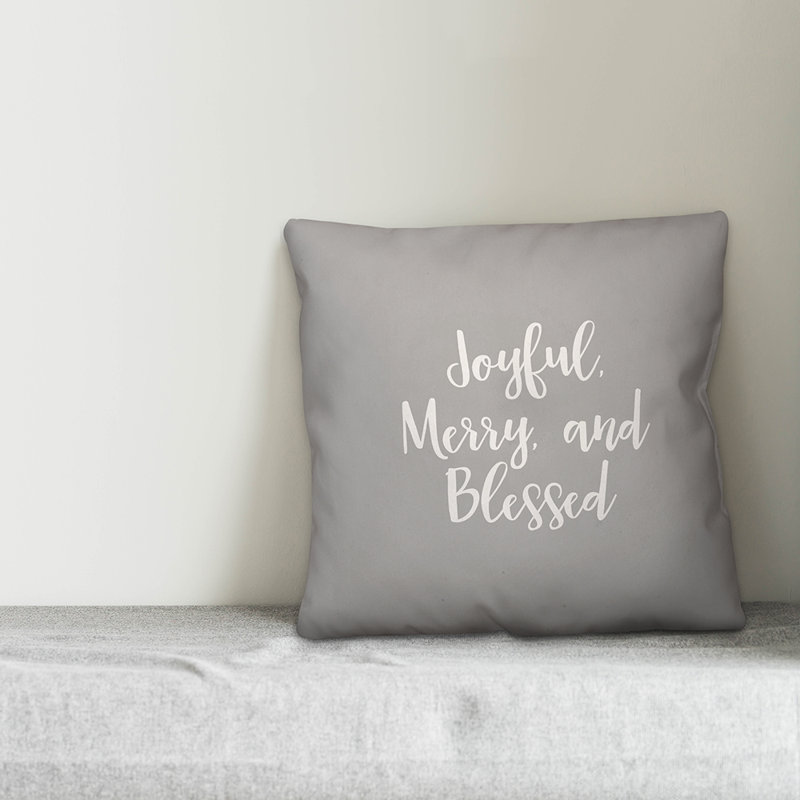  Coussin Joyful, Gris, Housse de coussin