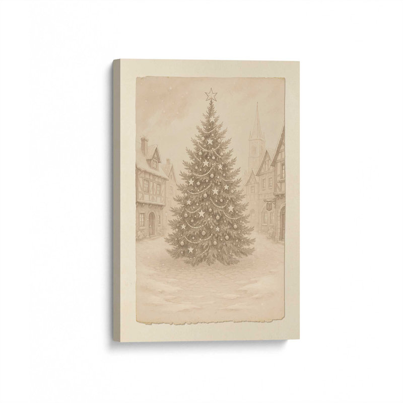 «Town Square Noel», reproduction d'art sur toile, H 36 po x l 24 po, Toile tendue avec châssis