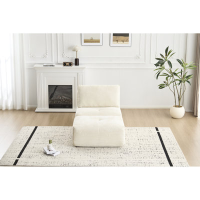 Mousse à mémoire de forme moderne simple, tissu en velours côtelé pour chaise longue, modulaire modulaire, mobile, sans assemblage, rembourrage haute densité, beige, conception ergonomique, pour espaces multiples