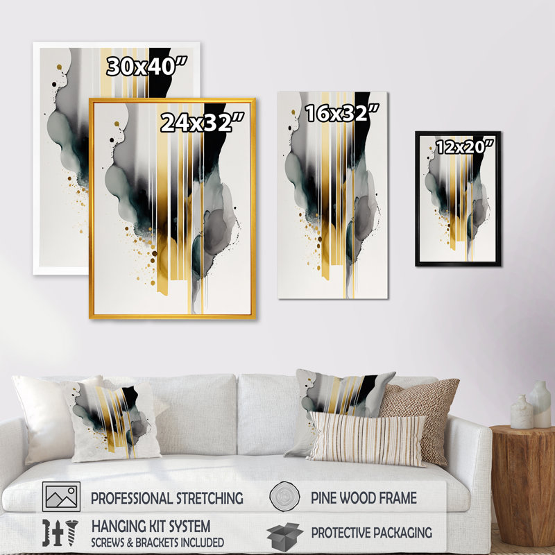 «Abstract Transitional Shapes Black II», reproduction sur toile, Impression noire sur toile encadrée, L 12 po x H 20 po