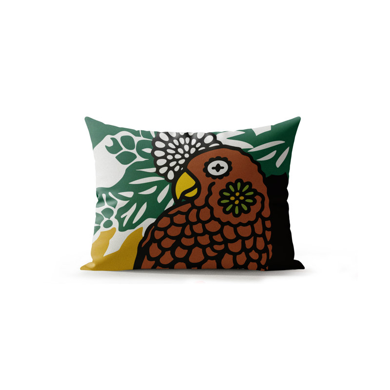 Sibia Microsuede Lumbar Throw Pillow, Black/Brown/Green/Yellow