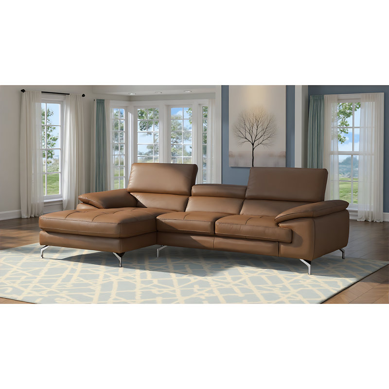 Canapé modulaire rembourré 2 pièces Marielys, Cuir caramel