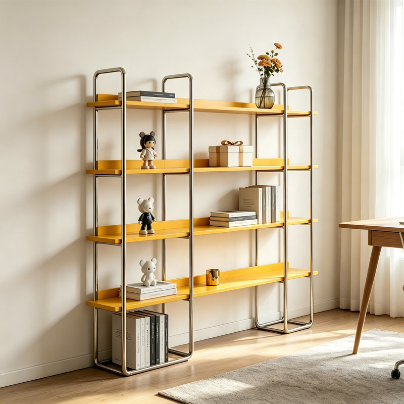 Étagère de rangement moderne jaune, (4 Shelves) 70.87"H x 70.87"W x 13.78"D