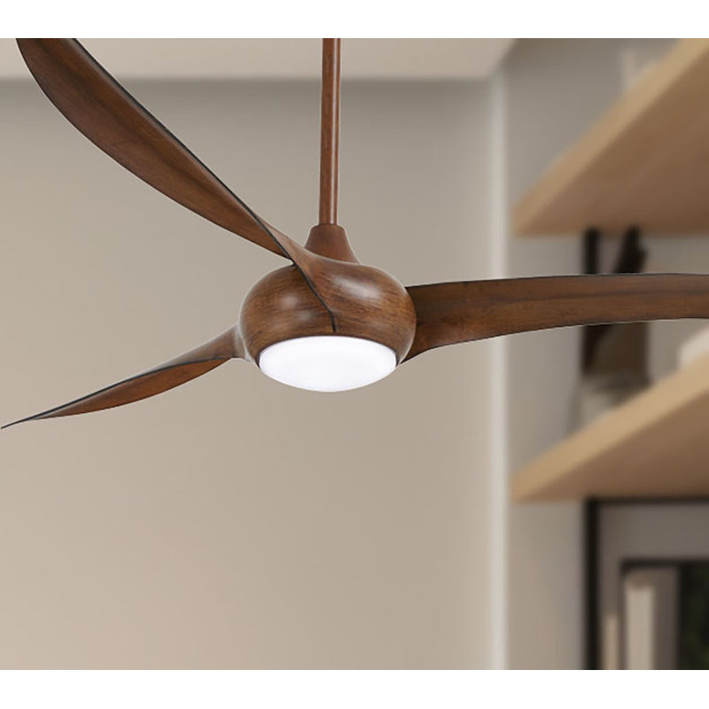 65" 3 - Blade LED Propeller Ceiling Fan with Remote Control and Light Kit Included, Distressed Koa