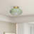 Modern Green Glass Flush Mount Ceiling Light with Gold Metal Base-481674234