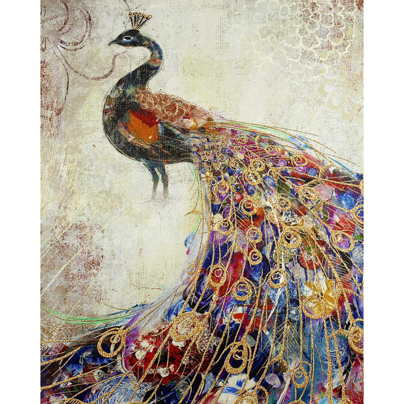 Impression de paon majestueux sur toile, H 60 po x l 48 po