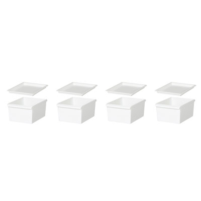Like-it Plastic Container Storage Box Set with Lids White for Closet Pantry Set of 4
