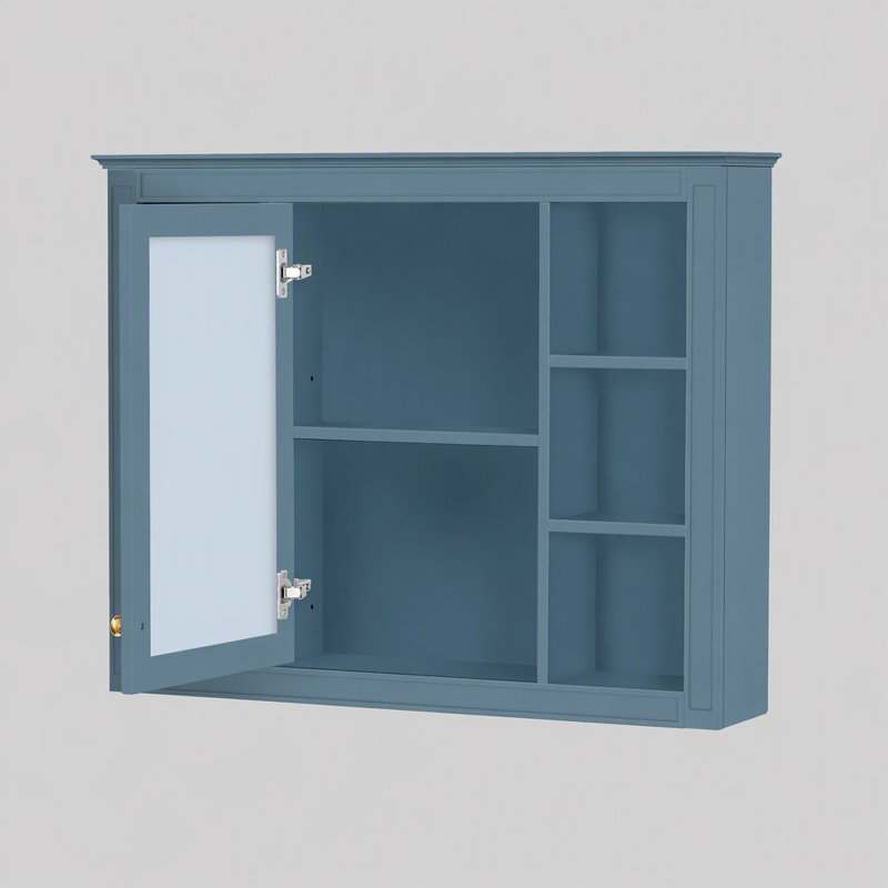 Armoire à pharmacie murale 35 po x 28 po, armoire de rangement pour salle de bain, armoire à miroir avec 6 tablettes ouvertes