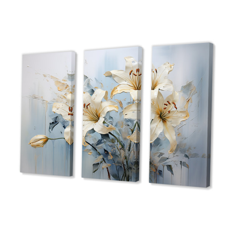 Ensemble de décorations murales beige et or Pure Lily Beauty Whispers - Lilies, H 32 po x l 48 po x P 1 po