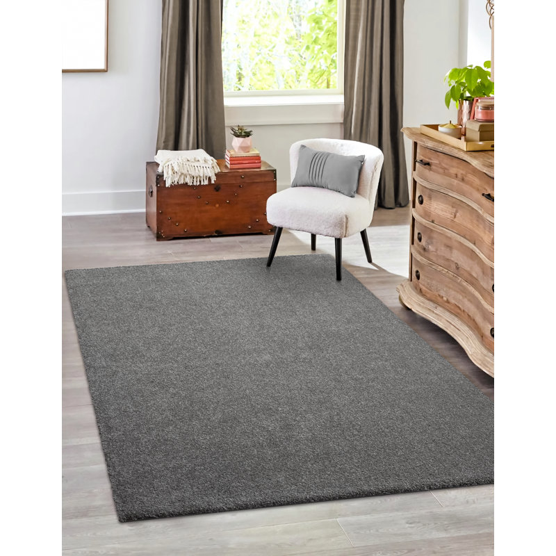 Pallvi Solid Colour Machine -made Area Rug, Grey/Brown/Blue, Rectangle 60 x 110cm